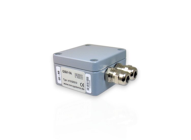 Measuring amplifier in aluminum housing (IP66) for sensors with straingages. two <u>round plugs M12</u>, analogue output 4...20mA,  limiting frequency 250Hz, 4  input sensitivities from 2.0 mV/V.