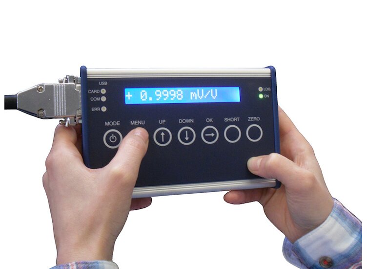 Mobile datalogger with display; aluminium housing with keypad, SD-card slot, USB-Port, 0 Hz ...3750 Hz measurements