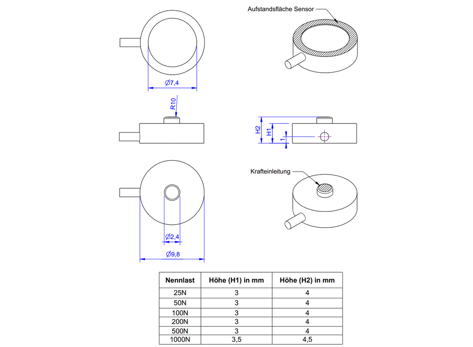 KM10 load cell | ME-Measuring Systems