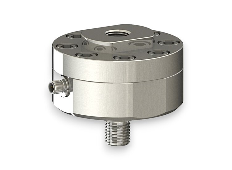 Kraftsensor für Zugkraft und Druckkraft mit den Messbereichen 50 kN ... 100 kN, Abmessungen ø115mm x 125m...  ø115mm x 155mm, 3m Anschlusskabel / M12 Rundsteckverbinder