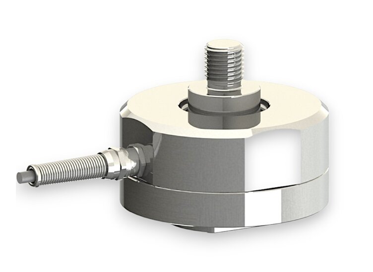 Kraftsensor für Zugkraft und Druckkraft mit den Messbereichen 50 kN ... 100 kN, Abmessungen ø115mm x 125m...  ø115mm x 155mm, 3m Anschlusskabel / M12 Rundsteckverbinder