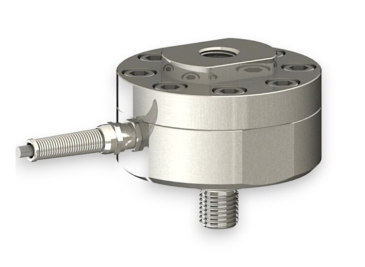 Kraftsensor für Zugkraft und Druckkraft mit den Messbereichen 50 kN ... 100 kN, Abmessungen ø115mm x 125m...  ø115mm x 155mm, 3m Anschlusskabel / M12 Rundsteckverbinder