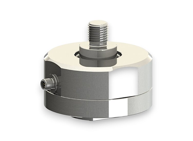 Kraftsensor für Zugkraft und Druckkraft mit den Messbereichen 50 kN ... 100 kN, Abmessungen ø115mm x 125m...  ø115mm x 155mm, 3m Anschlusskabel / M12 Rundsteckverbinder