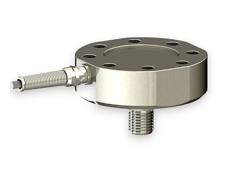 Kraftsensor für Zugkraft und Druckkraft mit den Messbereichen 2 kN ... 10 kN, Abmessungen ø65mm x 35mm, 3m Anschlusskabel / M12 Rundsteckverbinder