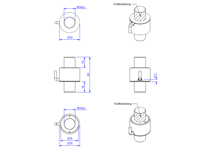 KM16z Force sensor - ME-Systeme | ME-Measuring Systems