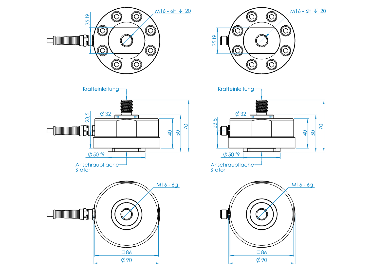 KM90z-IG Force sensor - ME-Systeme | ME-Measuring Systems