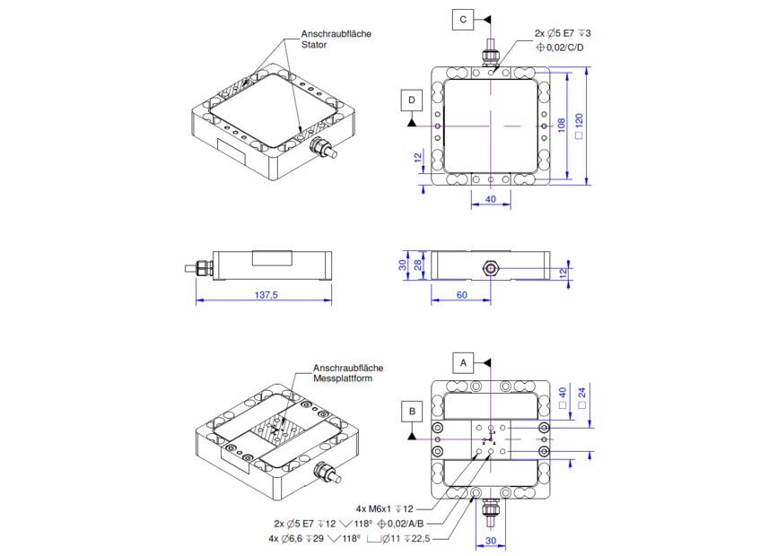 K3D120 3-Axis force sensor - ME-Systems | ME-Measuring Systems