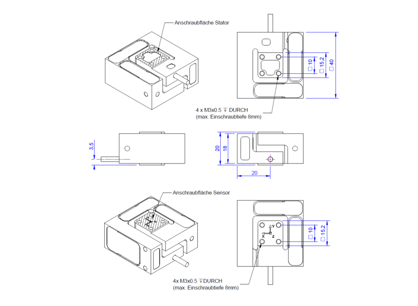 K3D40 3-Axis force sensor - ME-Systems | ME-Measuring Systems